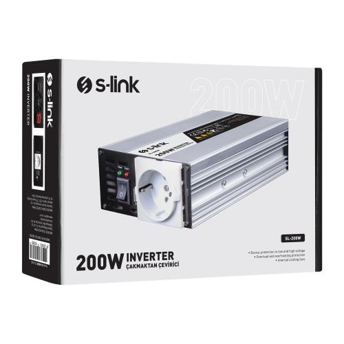 S-link SL-200W 200W DC12V-AC230V Çakmaktan Power INVERTER - Adaptorler /Çeviriciler ürünleri tekmarshop.com'da